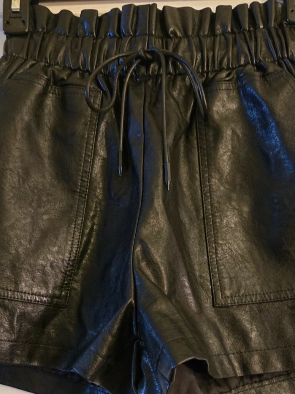 High Waisted Faux Leather Shorts by SChhjzpj